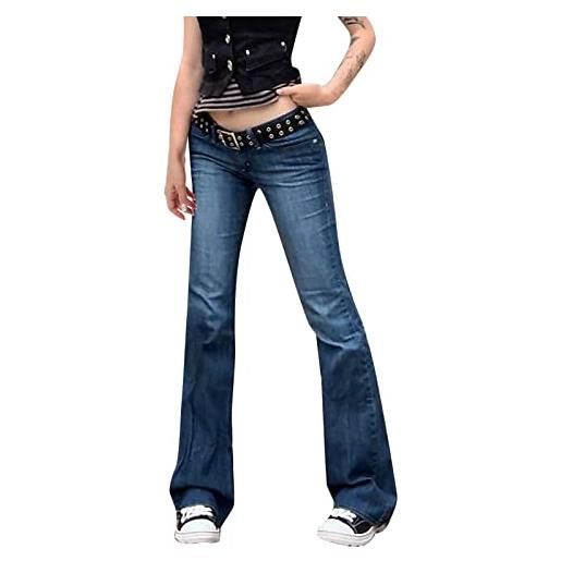 NOAGENJT pantaloni donna invernali larghi con elastico in fondo jeans donna a zampa vita bassa jeans larghi donna vita bassa pantaloni palazzo donna curvy xxl invernali pantaloni jeans donna m 20.99