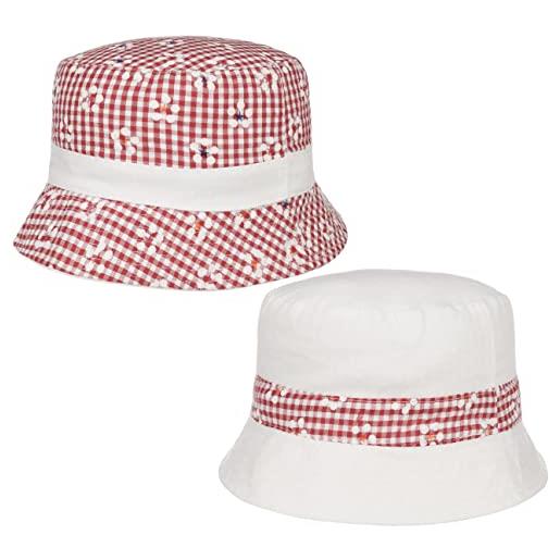 McBURN cappello reversibile cotton check bucket donna - made in italy da sole estivo con fodera primavera/estate - taglia unica rosso