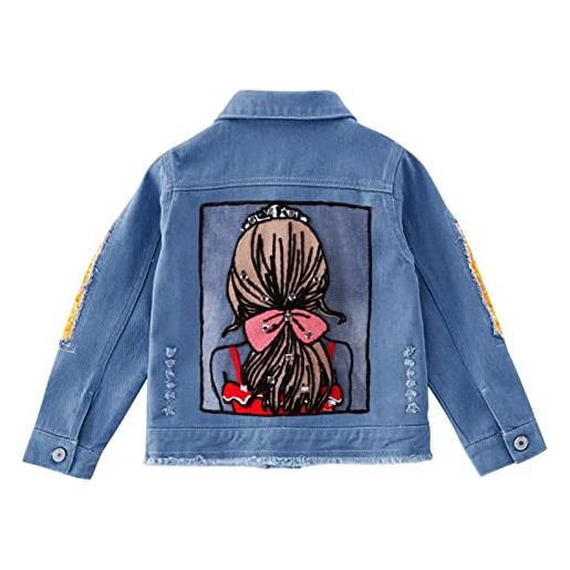 L SERVER giacca jean bambina giubbotto denim con maniche lunghe outwear primavera autunno abbigliamento, rosa, 8-9 anni