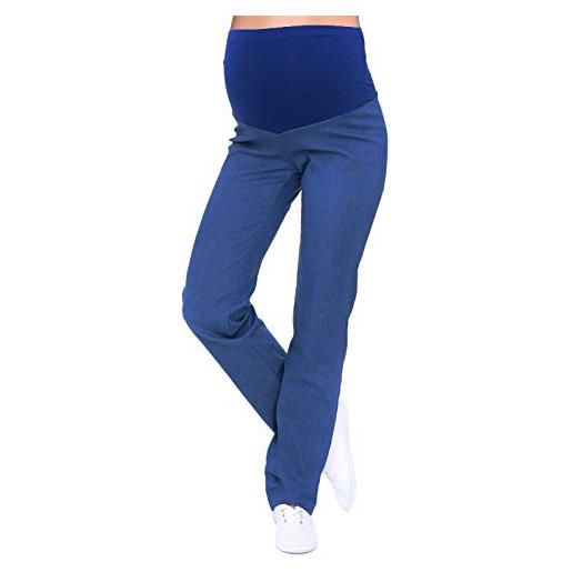 Mija Arts mija - pantaloni / jeans classici taglio dritto denim over bump premaman 3014 (it 42, bianca)