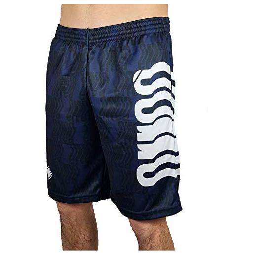 Errea republic pantaloncini shorts sport uomo ragazzo essential ss21 wave logo basket bermuda blu (medium)