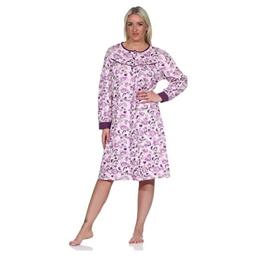 Normann elegante camicia da notte da donna, a maniche lunghe, in qualità interlock, anche in taglie forti, colore: rosa. , medium