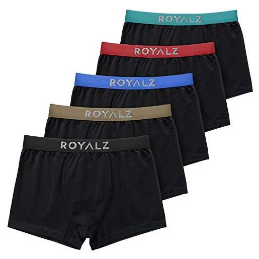 ROYALZ pantaloncini boxer 5 confezioni lifestyle per uomo mutande classico per abbigliamento sportivo e casual, 5 set (95% cotone / 5% spandex), dimensione: l, colore: set 035 (paco da 5 - multicolore)