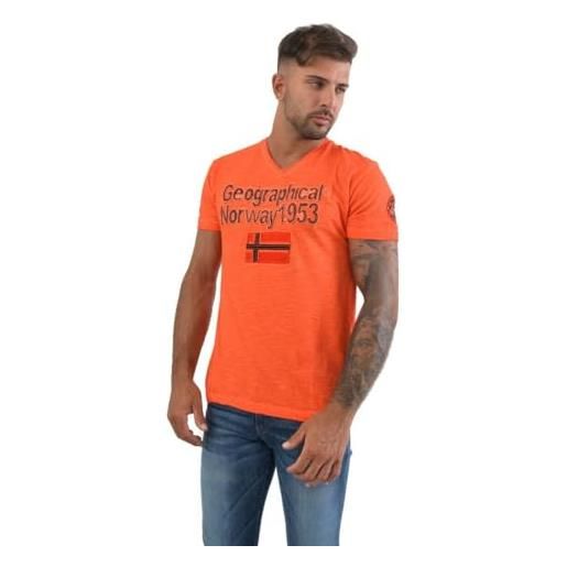 Geographical Norway t-shirt jimdo uomo 100% cotone maglia manica corta sr585h-gn (arancione, l)