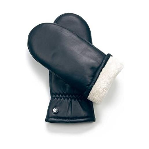 Weikert-Handschuhe muffole in pura pelliccia di agnello merino e robusta pelle nappa d'agnello;Guanti da donna;Guanti in pelliccia di agnello;Guanti per pugno nero 7,5