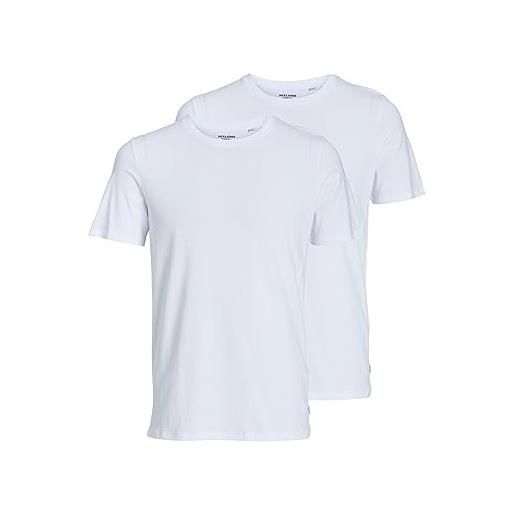 JACK & JONES jacbasic crew neck tee ss 2 pack t-shirt, bianca, m (pacco da 2) uomo