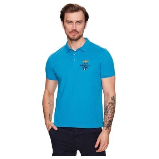 Aeronautica Militare polo po1670j da uomo, in jersey, maglia, t-shirt, maglietta, maniche corte (3xl, azzurro)