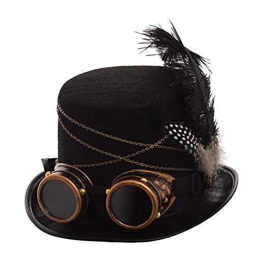 GRACEART - cappelli con occhiali, unisex, stile steampunk - (nero, m)