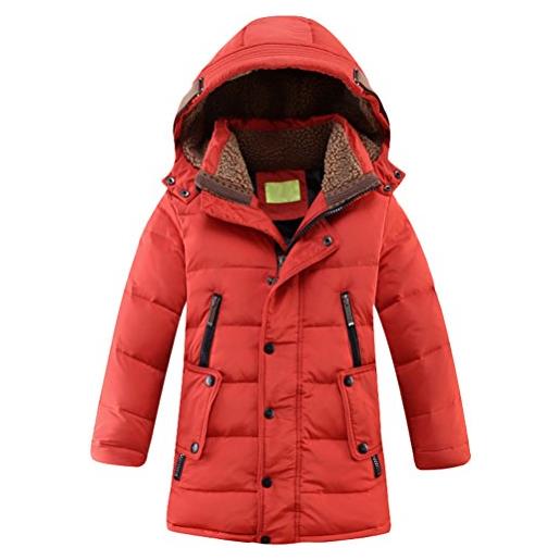 Vogstyle bambini giubbotto piumino invernale ragazzi ragazze leggero impermeabile cappotto con cappuccio cachi 10-11 anni/altezza 140-150