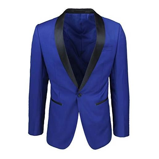 Evoga giacca uomo sartoriale blu collo raso slim fit blazer elegante (l, blu chiaro)
