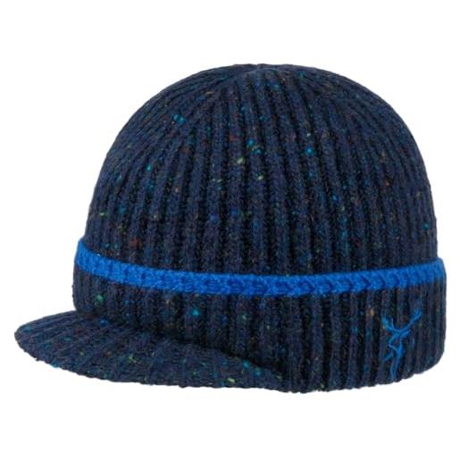 Stetson berretto beanie con visiera deer donna/uomo - made in italy invernale risvolto, visiera, inverno autunno/inverno - taglia unica blu scuro