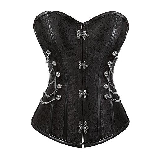 WLFFW corsetto donna gotico corpetto medievale catene (eu(34-36) m, marrone)