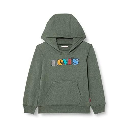 Levi's lvb graphic pullover hoodie bambini e ragazzi, verde (timo heather), 10 anni