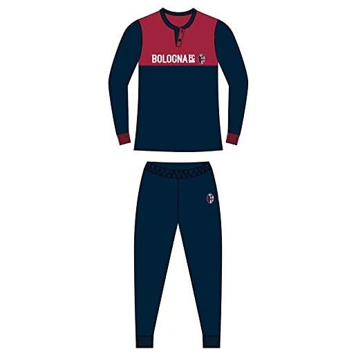 Generico pigiama bologna a due pezzi, bicolore rosso e blu, 100% cotone mod. Bcs007 (m)