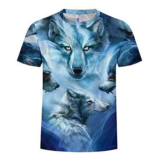 xbowo-Sweatshirt abbigliamento specifico t-shirt a maniche corte girocollo uomo ice wolf 3d stampa-foto_5xl