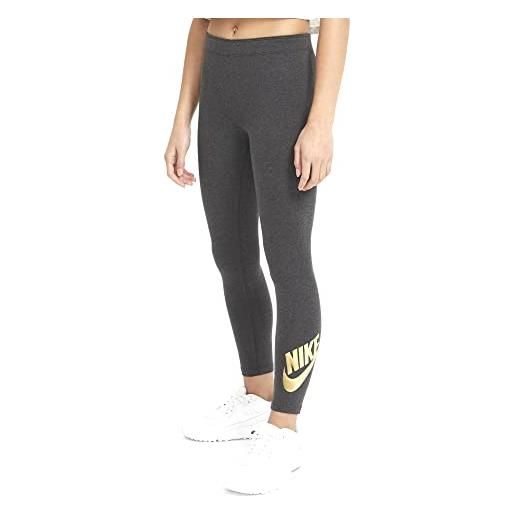 Nike nsw favorites shine pr pantaloni aderenti, black heather/metallic gold, l bambina