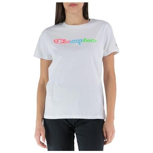 Champion legacy color ground logo s/s t-shirt, bianco, xs donna