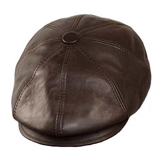 Dazoriginal basco scozzese uomo cappello da uomo berretto piatto coppola pelle (marrone, xl 58-59)