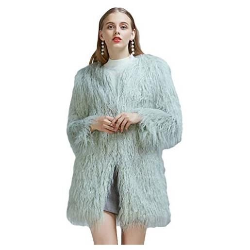 GladiolusA cappotti invernali donne-cappotto di pelliccia sintetica caldo lungo giacca pelliccia ecologica donna moda caldo verde chiaro m