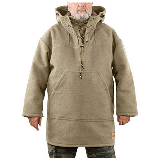 Nobrandd cappotto pesante di lana da uomo, giacca per il tempo libero degli uomini invernali, colore puro taglie forti, cachi, xxxxl