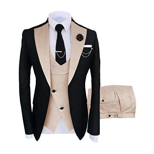 Solove-Suit uomo formale 3 pezzi vestito da uomo slim fit tacca risvolto blazer smoking per sposa groomsmen (blazer+gilet+pantaloni), bianco, 52