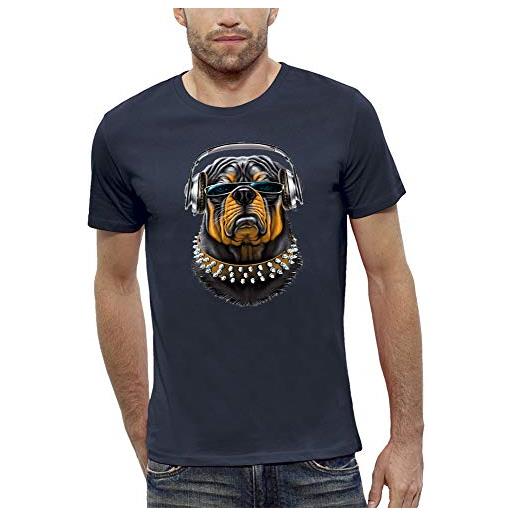 PIXEL EVOLUTION t-shirt rottweiler casco dj uomo, marina, xs