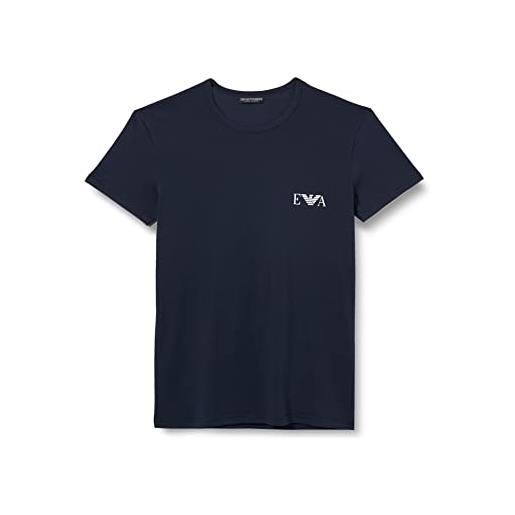 Emporio Armani 2-pack t-shirt bold monogram, confezione da 2 magliette uomo, bianco/navy blu, xl