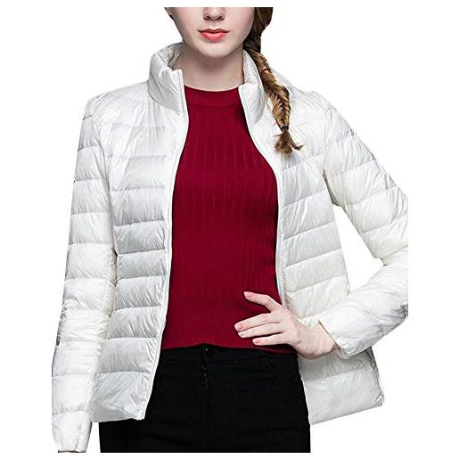 ZiXing donna giacche corto piumino cappotto ultraleggeri trapuntato packable inverno giacca bianca xs