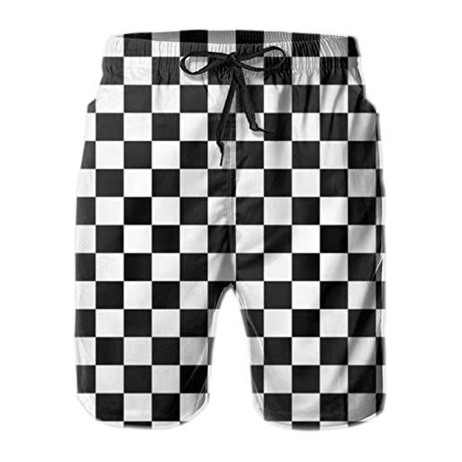 208 motivo a scacchi bianco nero stampato in 3d uomo calzoncini asciugatura rapida tronchi per la spiaggia piscina costume piscina estate costume da bagno xl