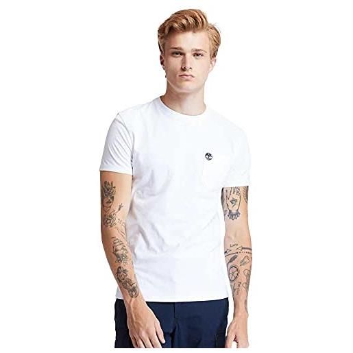 Timberland ss dun-riv pocket t t-shirt, bianco, l uomo