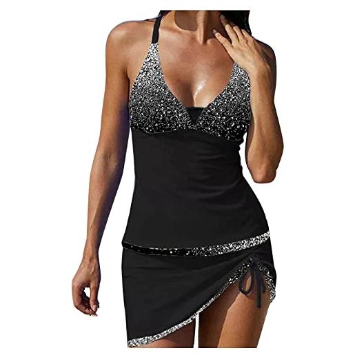 Sunnyuk 2023 costumi da piscina donna mare sexy curvy vita alta bikini costume da bagno spiaggia taglie forti con pantaloncino beachwear contenitivo push up due pezzi imbottito set tankini costumi da bagno