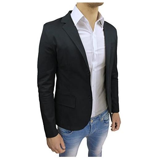 Mat Sartoriale giacca uomo sartoriale nero slim fit aderente casual elegante made in italy (xs)