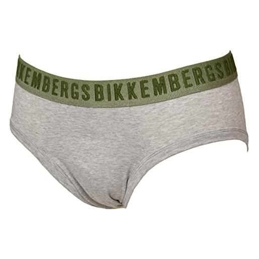 Bikkembergs slip mutanda uomo elastico a vista underwear articolo vbkt05132 chilton briefs, 2200 grey melange, m
