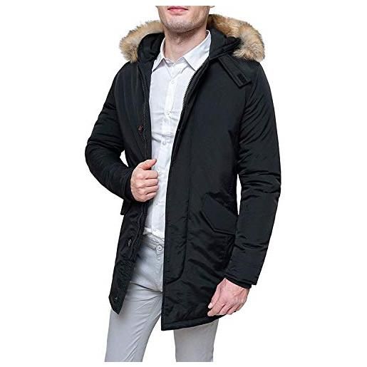Evoga giubbotto parka uomo invernale slim fit giacca piumino casual aderente (m, nero)