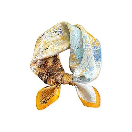 LumiSyne sciarpe di seta da donna foulard quadrata fresco semplice motivo a cuore stampata graffiti seta di raso di alta qualità fazzoletto fascia per capelli wristband regali accessori senior