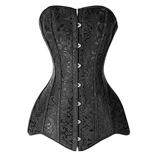 Huixin corsetto overbust corsetto da donna e corpetto snellente con corsetto in vita di halloween in raso gotico burlesque (nero, xl)