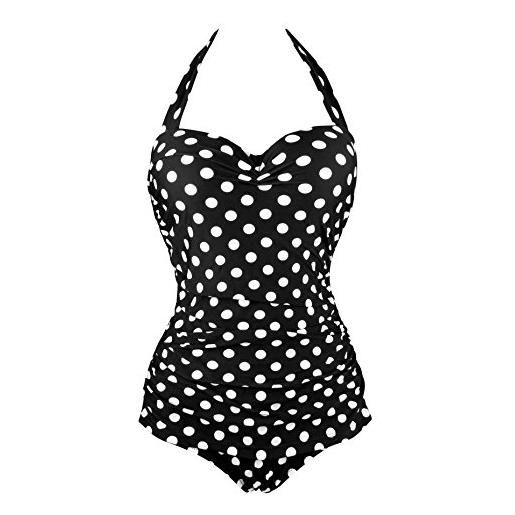 Anger. Ella, costume da bagno intero da donna, stile vintage anni '50, pin up, monokini schwarz(kirsche) eu38-40=dimensioni dell'etichetta large