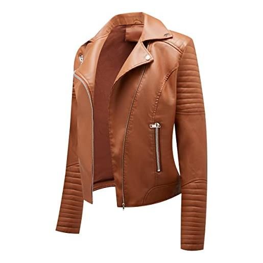 Peuignao giubbotto ecopelle donna giacca similpelle donna giubbino giacche ecopelle donna giacca biker jacket donna faux leather jacket donna giacca bikers finta pelle sintetica donna curvy primavera rosso xl