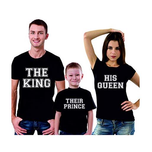 bubbleshirt t-shirt famiglia tris the king, his queen, their prince - festa del papa' - festa della mamma - magliette famiglia
