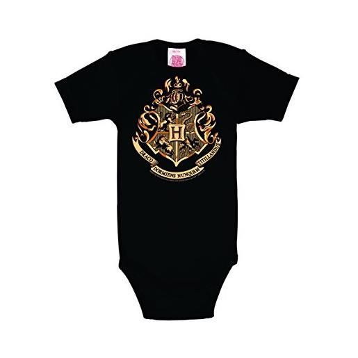 Logoshirt film - harry potter - hogwarts - emblema - tutina neonata - baby body - nero - design originale concesso su licenza, taglia 62/68, 3-6 mesi