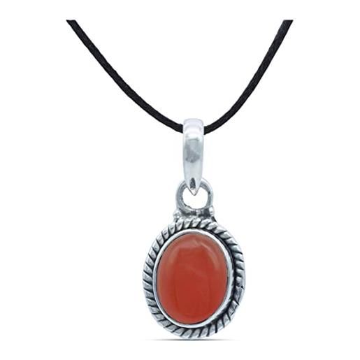 mantraroma collana argento 925 con pietre preziose corniola pietra rosso aranciato catena in argento sterling da donna in vero argento (mah-156-16)