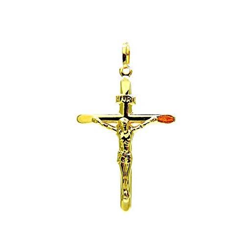 PEGASO GIOIELLI ciondolo oro giallo 18kt (750) pendente croce smussata gesù cristo crocifisso uomo
