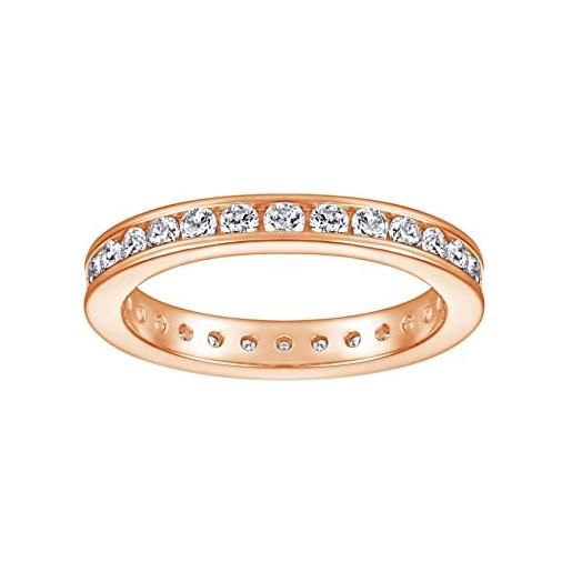 Homxi anelli in argento 925 donna, anello per matrimonio rotondo 2x2mm zirconia cubica anelli fidanzamento donna oro rosa misura 12(52mm)