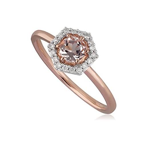Gemondo anello di fidanzamento in oro rosa 9 ct con morganite e diamanti 0,378 ct e oro rosa, 54 (17.2), colore: morganite. , cod. 133r9547019__n