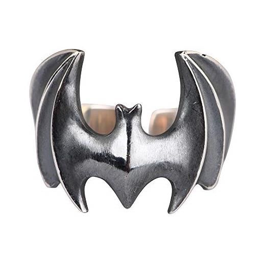 ForFox anello aperto pipistrello batman in argento sterling 925 nero per uomo donna regolabile