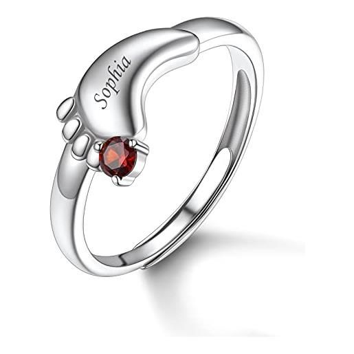 Custom4U anello personalizzato per i piedi del bambino anello in argento sterling 925 personalizzato con nome e data incisi anello personalizzato per la mamma della mamma