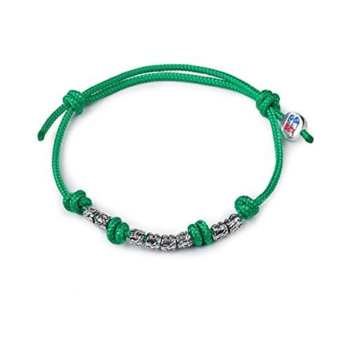 Isola Bella bracciale cordoncino verde con anelli in argento 20000680
