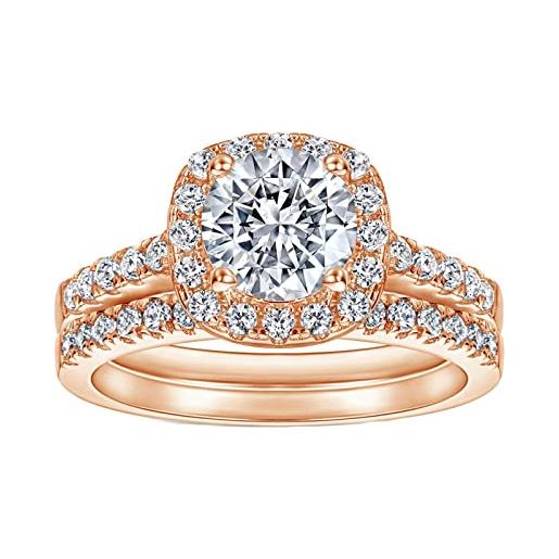 Epinki anelli donna a fascia, anello set di 2 anelli con zirconi regalo donna originale argento 925 misura 15