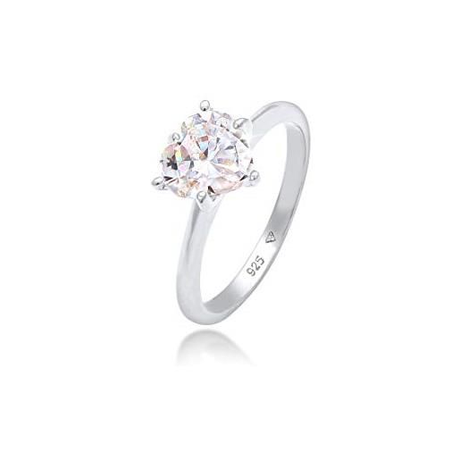 Elli anelli donne cuore solitario fidanzamento amore con cristallo di zirconia in argento sterlino 925