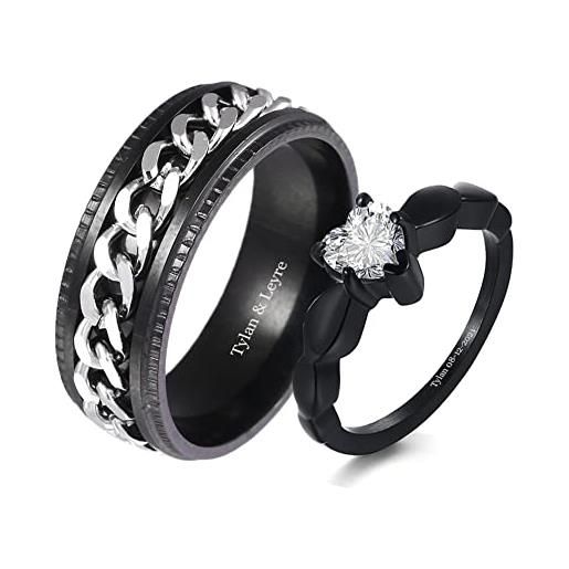 Yitoes coppia di anelli personalizzata con i love you incisione acciaio inossidabile yin yang anello di fidanzamento coppia (couple rings set 6)